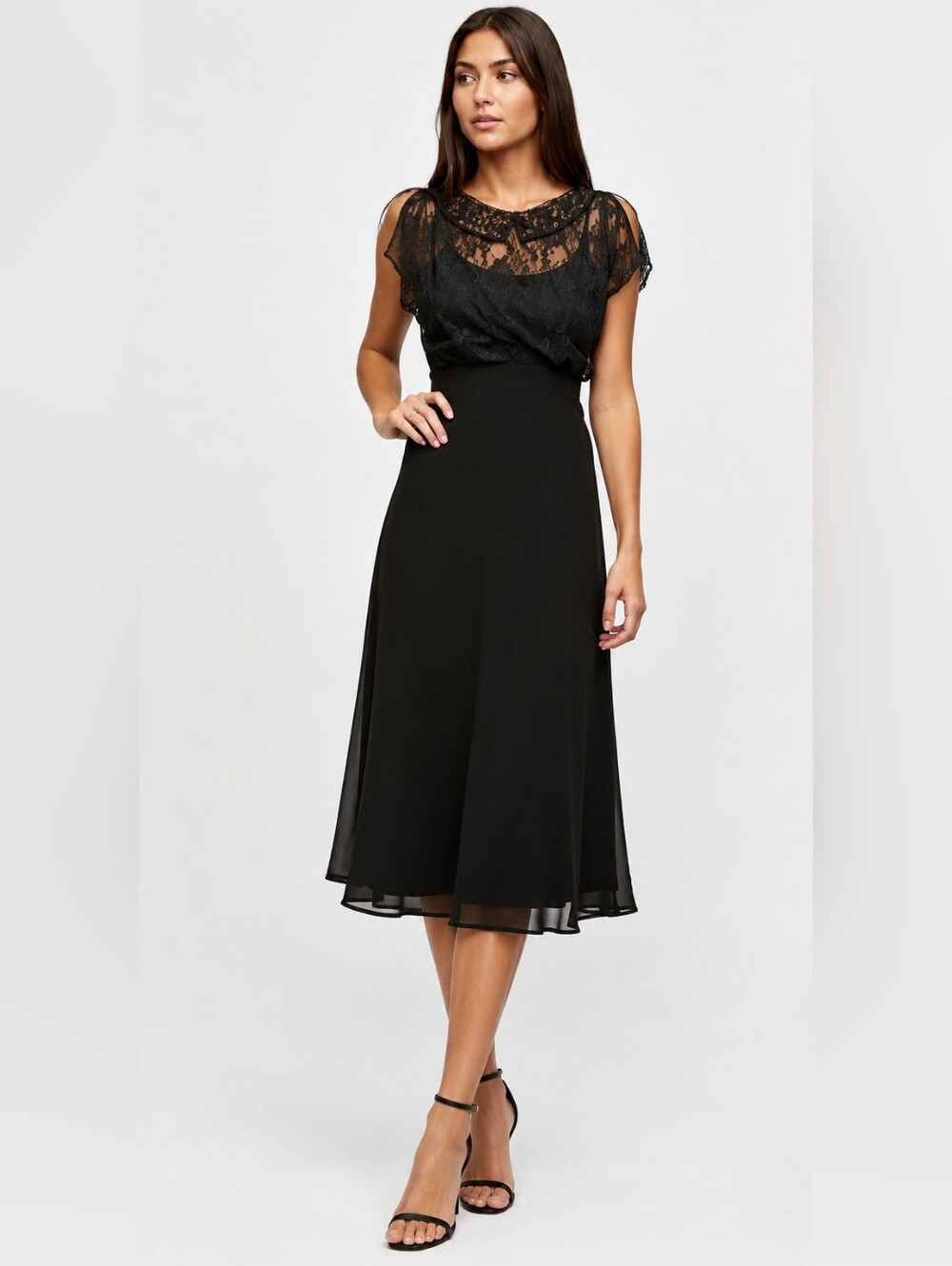 Urban Outfitters Elegant Black Lace Midi  Dress